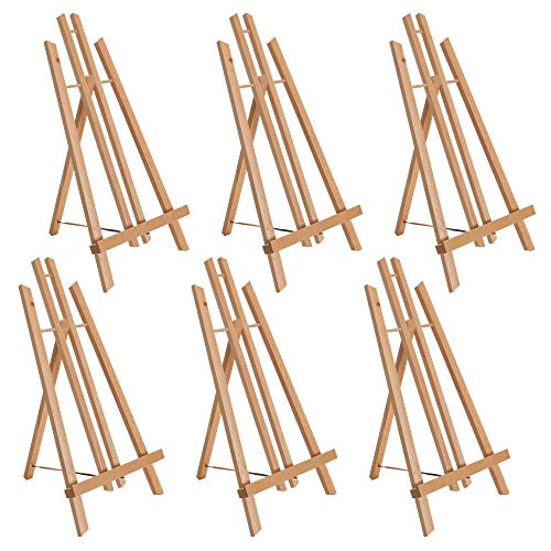 U.S. Art Supply 18" Large Tabletop Display Easel - Beechwood Artist A-Frame Display Stand, Wooden Easel for Painting, Canvas Stand, (Pack of 6) Classrooms Events Photo Picture Sign Holder - style: 18" - Pack of 6