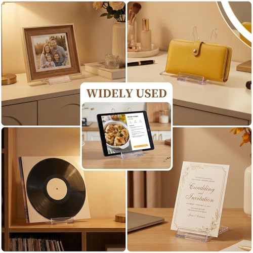 Acrylic Bookends Set – 10 Pieces, Durable Transparent Book Stand for Home & Office, Modern Book Holder Organizers, Space-Saving Design, Clear Color