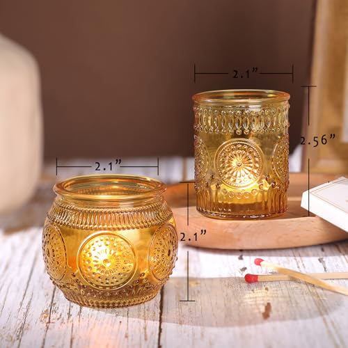 36 Pcs Amber Candle Holders - Vintage Candle Holder for Rustic/Boho Wedding Table centerpieces, Bridal Shower, Baby Shower Decoration - color: Amber