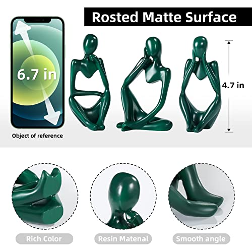 BMLCGJ Thinker Statue Gold Decor Abstract Art Sculpture, Golden Resin Collectible Figurines for Home Living Room Office Shelf Decoration,Great Gift Ideas (Green) - color: Green