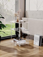 Acrylic Side Table Clear 3-Tier End Table for Living Room, Office, Hallway, Bedroom Small Bedside Table - size: Small