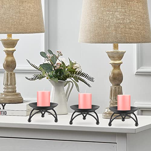Pillar Candle Holder, Iron Candle Stand, Candle Plate, Candlesticks for Pillar Candles, Black Candle Tray for Party Wedding Table Home Decoration (Set of 3) - color: Black - Set of 3