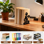 Peacoblue Metal Bookends for Shelves, Modern Decorative Heavy Duty Study Book Ends Stoppers for Office, Desk, Shelf, Room 5.3"x4.3"x7.9" Cast Iron Simple Tall Bookends 1 Pair (Geisha in Kimono) - style: Geisha in Kimono