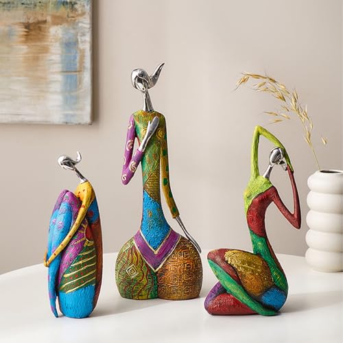 Modern Abstract Resin Sculpture Hand Painted Figurine Metallic Finish Art Collectible for Living Room Shelf Decor Contemporary Home Accent Tabletop Ornament Unique Housewarming Gift,A - color: A