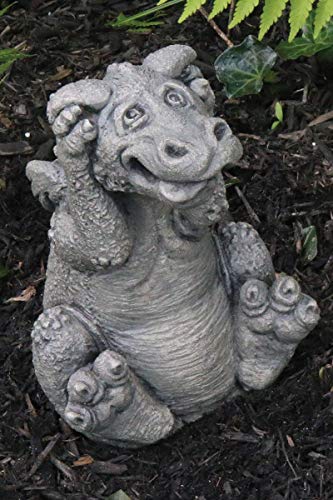 Massarelli's Little Darling Dragon Baby 'Too Much Noise' - Solid Cast Stone Garden Statue - a Great Home or Garden Gift Idea - Durable, Lifelike Sculpture - Fun Exterior and Interior Art
