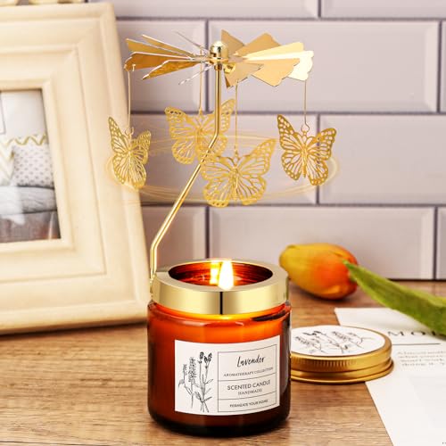 Butterfly Gifts for Women, Rotatable Lavender Scented Candle Gifts for Mom Wife Anniversary Valentine's Day Christmas, Unique Birthday Gift for Sister Girlfriend with Gift Box - color: Lavender-Butterfly