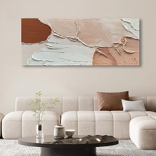 Art Minimalist Abstract Oil Painting Heavy Textured Canvas Wall Art Living Room Bedroom Wall Large Art Deco Oil Painting 24x60 inches - color: Yi037