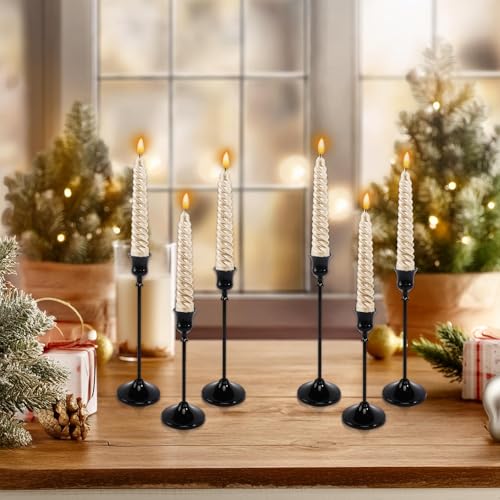 6pcs Black Candle Holder, Black Candlestick Holders Taper Candle Holders for Pillar Candles Sticks Holder Decor Halloween Christmas Decorations Candle Stick Holder Candelabros para Centros de Mesa - color: Black - 6pcs