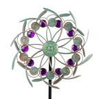 Viveta Outdoor Wind Spinners, 13" Metal Wind Sculpture with Stable Stake, Double-Sided Windmill,Wind Spinner for Yard and Garden - color: 2-green Purple