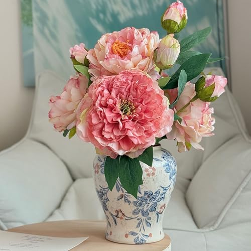 Vintage Blue and White Ceramic Vase, Porcelain Decorative Ginger Jar Flower Vase for Centerpiece Living Room Table Shelf, Chinoiserie Country Decor - color: Multicolor, size: Small