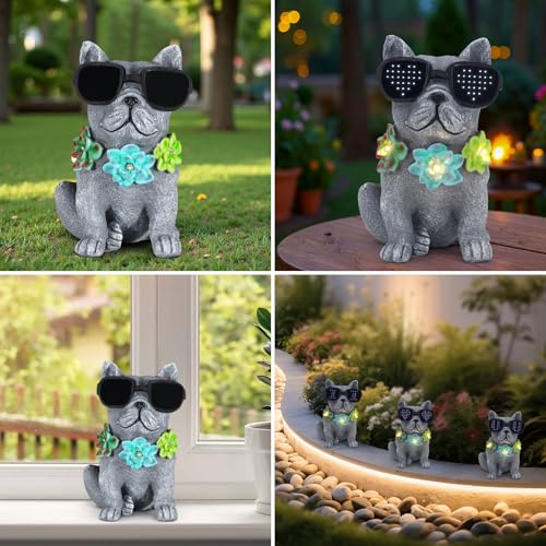 Solar Garden Statues Dog with Succulent and LED Lights Birthday Gifts for Women Mom Grandma Solar Outdoor Decor for Patio Backyard Yard Lawn Decoration-Unique Housewarming Gifts - style: Dog