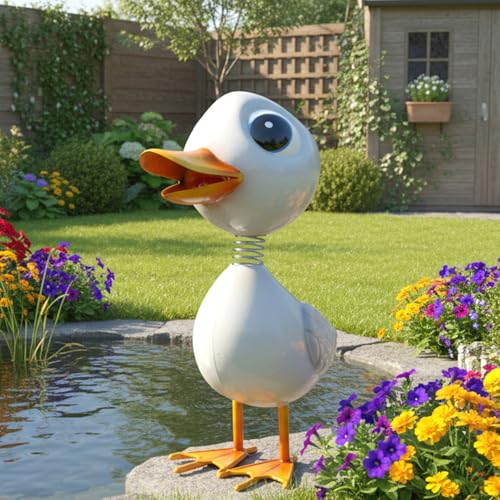 Metal Garden Statue Decor,White Duck Garden Sculptures for Outdoor,Garden Yard Art Lawn Ornaments for Backyard Patio Decoration - color: White Duck