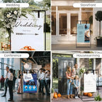 Wedding Sign Holder, Adjustable Welcome to Our Wedding Sign Stand W/Design Bundle & Leather Sign Hanging Straps, Heavy Duty Easel Stand for Sign, Wedding Seating Chart Stand, Easel for Display (Gold) - color: Gold