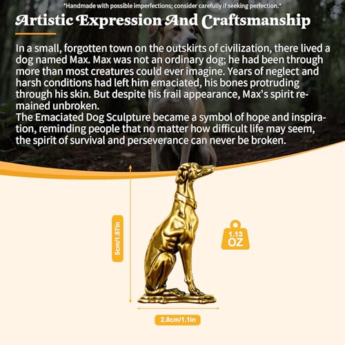Retro 100% Solid Brass Emaciated Dog Sculpture - Skinny but Unbroken Canine Figurine, Handmade Vintage Survivor Art, Unique Gift for Dog Lovers & Collectors, Symbol of Perseverance - style: Thin Dog