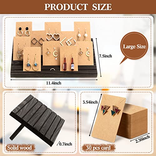 Blulu 31 Pack Wooden Earring Display Stand 7 Slots jewelry Display Holder with Earring Card for Selling Vendors Retail Show - color: Black Gray