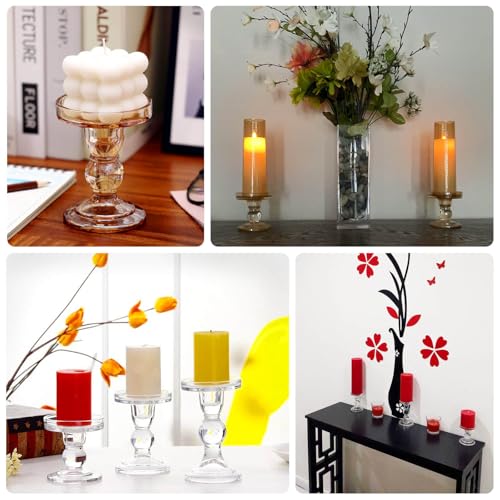 Efavormart Set of 3 Amber Gold Fluted Glass Taper Candle Holders, Ribbed Crystal Candlestick Stands 4", 6", 8" - color: Type12