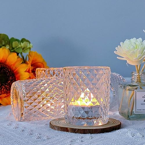 Woho 24pcs Clear Votive Candle Holders, Glass Tea Lights Candle Holder for Wedding Decor, Tealight Candle Holder for Gift Home Decoration - color: Clear