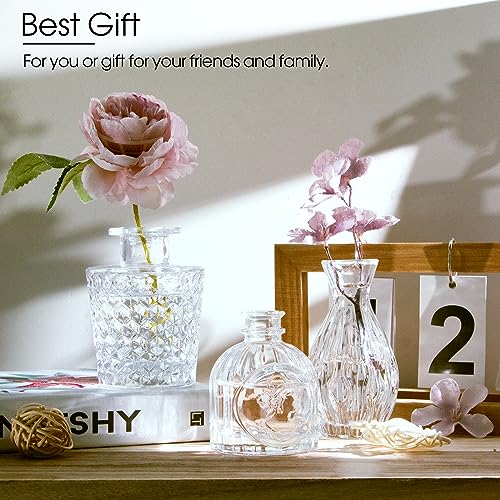 TBWIND Glass Bud Vases Set of 12, Small Vases for Centerpieces, Vintage Mini Vases for Wedding Decor, Clear Glass Bud Vase in Bulk, Office and Home Table Flower Décor - color: 12pcs-clear