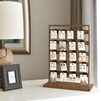Ikee Design 5 Tiers Free Assemble Wooden Jewelry Display Rack with 20 Removable Metal Hooks,Earring Card Display Stand,Jewelry Organizer,Bracelet Organizer,Keychain Display Stand,Brown Color - color: 2) Brown