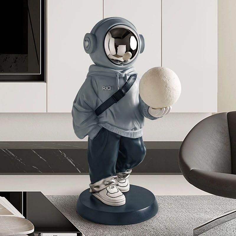 Astronaut Statue, Astronaut Sculpture, Home Decor Sculpture, Cool electroplated mask Decoration, Large Astronaut Ornament - color: Light Blue