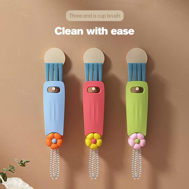3 in 1 Cup Lid Gap Cleaning Brush, Multifunctional Bottle Brush, Cup Lid Gap Cleaner, Home Kitchen Crevice Cleaning Brush Tools (Green) - color: A-green
