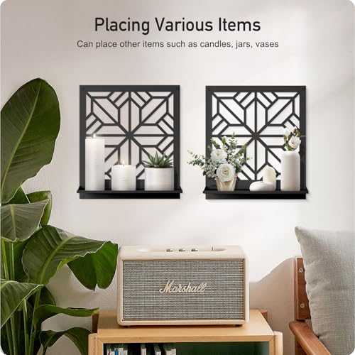 Aesthetics Candle Wall Holder, Modern Bathroom Wall Art for Living Room Bedroom Bathroom (2 Pack 11.8 x 13 in) - color: Black- Aesthetics