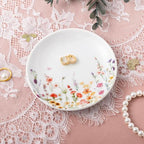 Crisky Flower Trinket Dish Jewelry Tray & Gift Box, Ceramic Ring Dish for Rings Earrings Necklaces Keys, Bridal Shower Engagement Birthday Gift for Women, Friends 4.57" - style: WildFlower Blank
