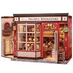 Fsolis Book Nook Kit - DIY Miniature Kit for Adults Tiny House Booknook British Style Bookshelf 3D Wooden Puzzles Gifts for Women Readers Book Lovers (Thames Bookstore) - style: Thames Bookstore