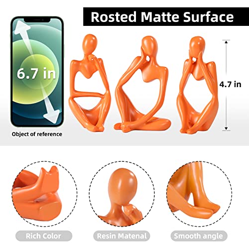 BMLCGJ Thinker Statue Gold Decor Abstract Art Sculpture, Golden Resin Collectible Figurines for Home Living Room Office Shelf Decoration,Great Gifts Ideas (Orange) - color: Orange