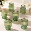 DARJEN 6 Pcs Green Candlestick Holders - Glass Taper Candle Holders Tealight Votive Candle Holders for Table Centerpieces, Wedding, Dinner Party, Home, Gifts - color: Green, size: 6Pcs