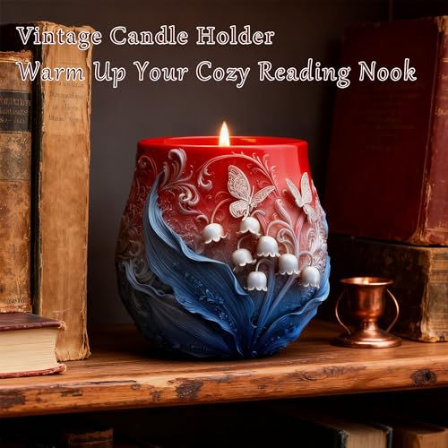 1 Pc Lily of The Valley Flower Epoxy Resin Jar Mold 3D Butterfly Candle Silicone Mold for Plant Flower Pot Candle Holder Jewelry Trinket Container Casting DIY Storage Craft Home Decoration - color: Flower Resin Mold