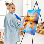 Easel Stand for Sign, 63" Portable Easels Stand for Display, Lightweight Adjustable Tripod Art Easel Stand for Wedding Sign, Black Metal Painting Easel with Portable Bags (2 Pack)