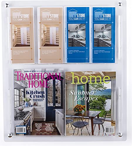 Displays2go Acrylic Literature Holder Wall Mount, 4/8.5" w, 4-8 Pockets - Clear (2RP4CLR) - color: Clear, size: 4 Pockets