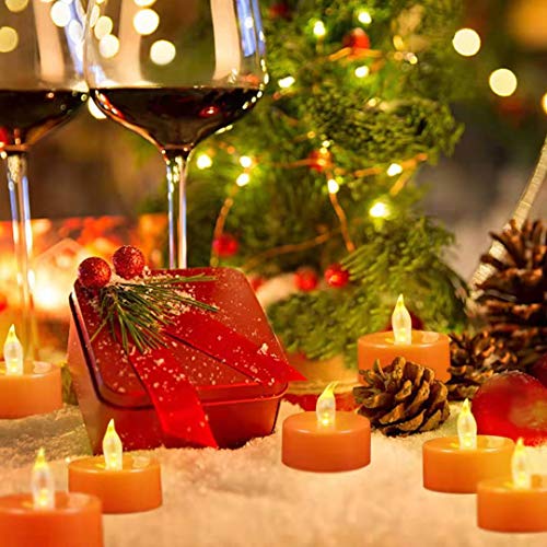 Battery Operated LED Tea Lights: 24PACK Flameless Electric Votive Candles Lamp Realistic and Bright Flickering Holiday Gift Long Lasting 150Hours for Seasonal & Festival Celebration Orange - color: Orange, size: 24pack