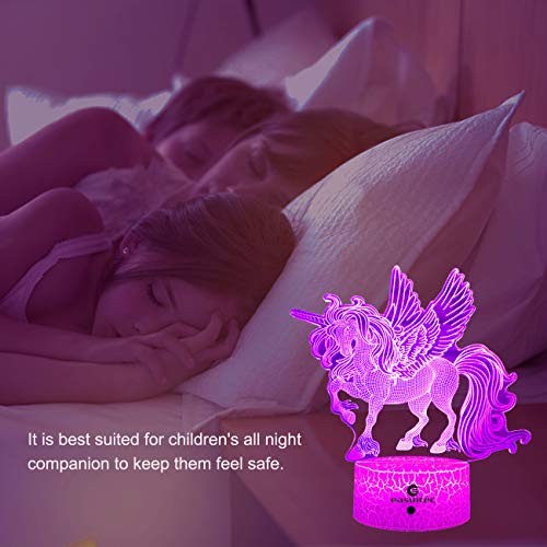 Easuntec Unicorn Night Lights for Kids with Remote & Smart Touch - 7 Colors + 16 Colors Changing, Dimmable Unicorn Toys for 1-8 Year Old Girls