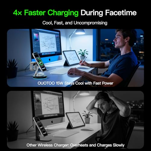 New 3 in 1 Charging Station for Apple Compatible with Magsafe Charger Stand for iPhone 17 16 15 14 13 12 Wireless Charging Station for AirPods Wireless Charger for iWatch Series - color: Black
