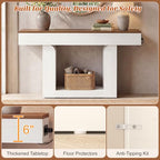 Homieasy Console Table, 47" Entryway Table with LED Lights & Charging Station, Farmhouse Wooden Sofa Table Behind Couch, Narrow Hallway Table for Living Room, Foyer, Entry, Antique White & Brown - color: Antique White & Brown, size: 47.2"