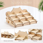 Cinnvoice 3 Tier Wooden Sticker Display Stand Sticker Coaster Display Stand with 9 Pockets for Postcard Brochure Photos Candles Jewelry Cupcake Snacks Holder for Vendors, Counter Retail