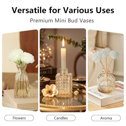 RUCKACE Bud Vases in Bulk 22 Gold Glass Small Vases Flower Vase for Centerpiece Table Wedding Decorations Home Decor Party - style: Gold 22 Pack
