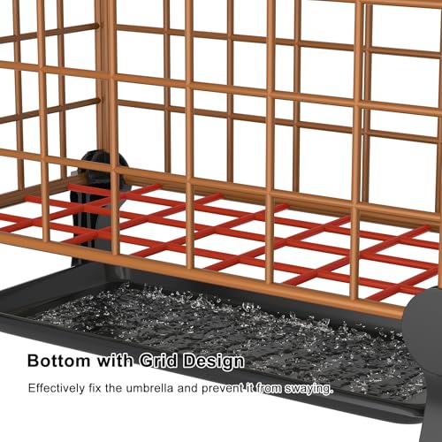 AWTATOS Umbrella Holder Entryway, Umbrella Stand Freestanding, Metal Square Umbrella Rack Organizer with a Removable Drip Tray, Hooks, Brown - color: Brown