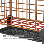 AWTATOS Umbrella Holder Entryway, Umbrella Stand Freestanding, Metal Square Umbrella Rack Organizer with a Removable Drip Tray, Hooks, Brown - color: Brown