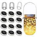 12 Pack Solar Mason Jar Lid Lights - 30 LED Firefly Fairy String Lights, Waterproof Outdoor Solar Lights with Hangers for Regular Mouth Jars (No Jars Included) - color: 12pack-Warm White