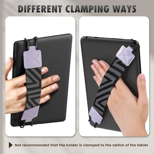 MoKo Security Hand-Strap for 9-11 Inch Tablet, iPad/Kindle Fire HD/Samsung, High-Elasticity Versatile Hand Strap Lightweight Finger Grip Holder, Taro Purple - color: Taro Purple, style: Patterned Strap