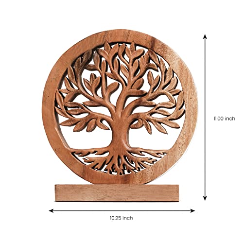 Decozen Wood Tree of Life Sculpture, Gift for Mom Home Decor, Living Room, Boho, Coffee Table, Centerpiece Table Decor, Mantle, Bathroom Shelf, Farmhouse, Christmas Decorations, Mothers day Gifts - color: Cloverly - Medium