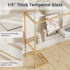 Cozy Castle 52" Entryway Table, 2-Tier Narrow Console Table with Tempered Glass & Sturdy Metal Frame, Modern Sofa Table with Storage Shelves for Entryway, Hallway, Foyer, Living Room, Gold - color: Gold Metal Frame