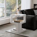 Modern Side Table,White end Table,Unique nightstand,Bedside Table,Metal 3-Tier Night Stand with Storage,Accent Side Table for Couch,Bedroom,Living Room.No Assembly Required. - color: White