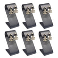 MOOCA 6 Pcs Set Metal Steel Gray Faux Leather Earring Display Stand Displays, Jewelry Organizer Display Holder for Earrings, Steel Gray Color, 2 1/8 W x 1 1/2 D x 3 1/2 H in - color: Steel Gray Faux Leather, Small