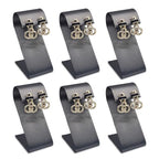 MOOCA 6 Pcs Set Metal Steel Gray Faux Leather Earring Display Stand Displays, Jewelry Organizer Display Holder for Earrings, Steel Gray Color, 2 1/8 W x 1 1/2 D x 3 1/2 H in - color: Steel Gray Faux Leather, Small