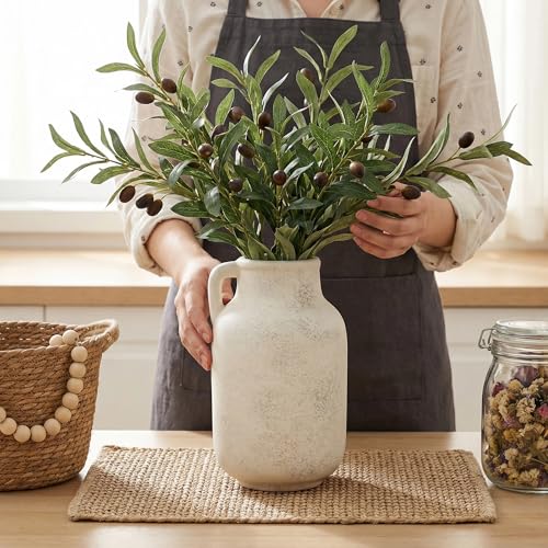 Ceramic Vase for Home Decor - 9.53 Inch Large White Farmhouse Vase, Rustic Handmade Flower Vase for Table Centerpiece, Living Room Shelf, Kitchen & Wedding Decor - color: 9.53”h-antique