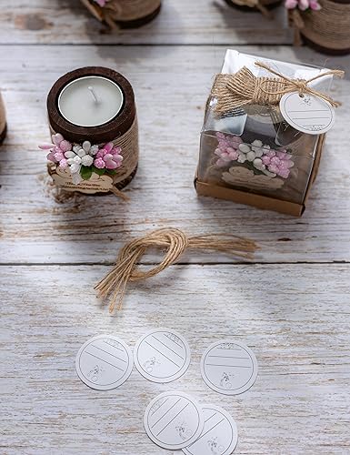 Ju's Favors Wooden Candle Holders Set of 10 for Baptism Gift for Guests, Christening Gifts, Party Favors. (Dark brown - pink) - color: Dark Brown - Pink